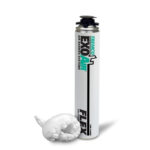 ExoAir Flex Foam polyurethane sealant can with garlic for size comparison
