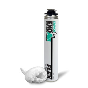 ExoAir Flex Foam polyurethane sealant can with garlic for size comparison