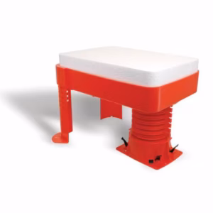 3M Fire Barrier Cast-In Tub Box Assembly 3TB – red, pre‑installed firestop tub form for 3″ pipe penetrations