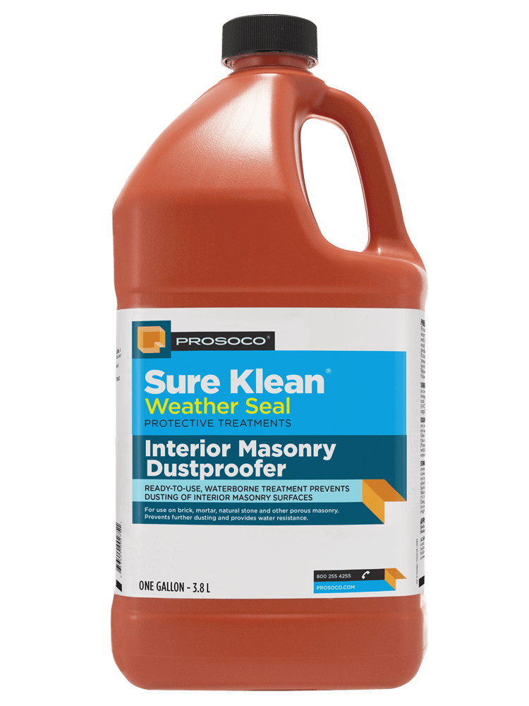 Interior Masonry Dustproofer — Clear, matte, waterborne dustproofing treatment for interior masonry.