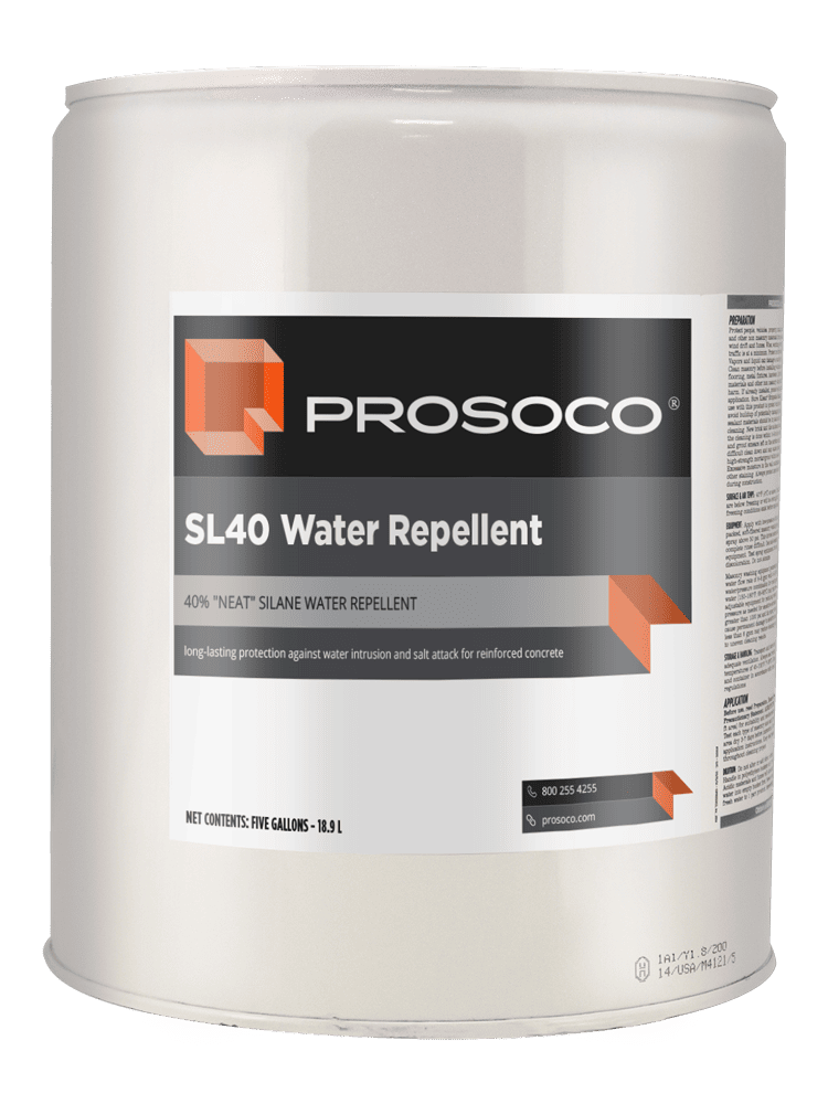 SL40 Water Repellent — 40% active silane treatment for durable, invisible protection on concrete and masonry surfaces.