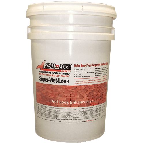 Super Wet Look Sealer providing high-gloss wet finish on paver surface