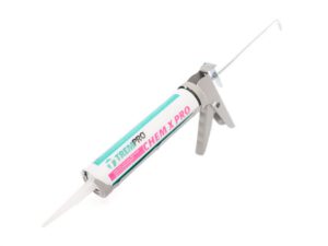 TREMPRO Chem-X Pro hybrid sealant in caulking gun for construction joints