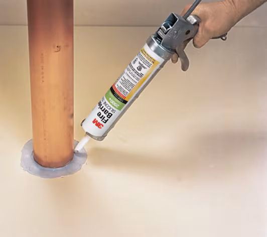 Close-up of 3M Fire Barrier Silicone Sealant 2000 in cartridge