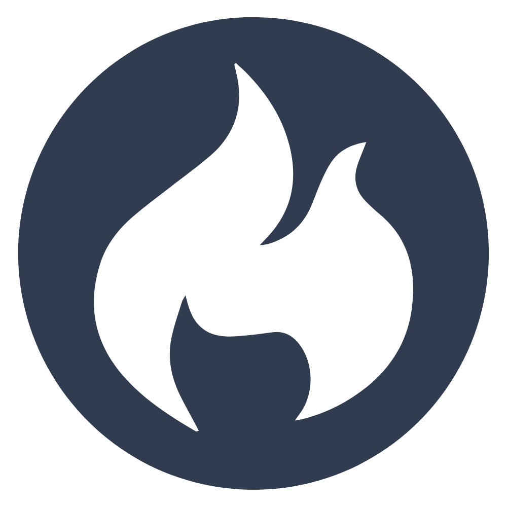 Fire stopping icon – flame symbol inside a circle