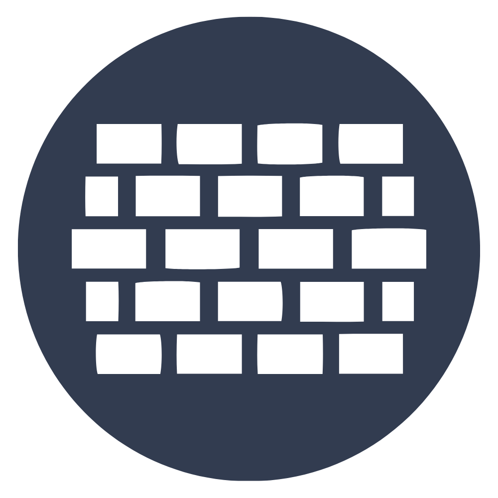 Restoration icon logo – stylized brick wall inside a circle