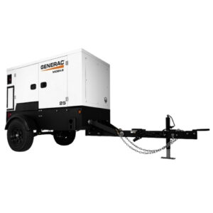 Generac MDG25IF4 20 kW mobile diesel generator with trailer and sound-attenuated enclosure