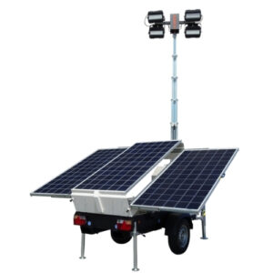 Generac VT-Solar Light Tower with onboard solar panels and 100W LEDs for sustainable, fuel-free lighting