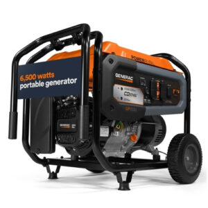 Generac GP6500 portable generator with 6,500 watts capacity and COsense safety features.