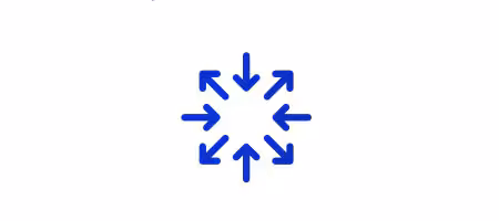 Blue inward-pointing arrows icon for 3M air sealing